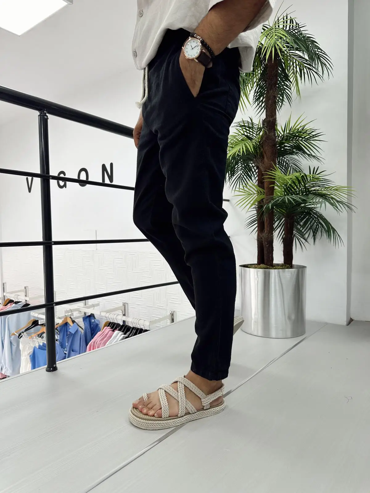 Hasır İpli Keten Pantolon