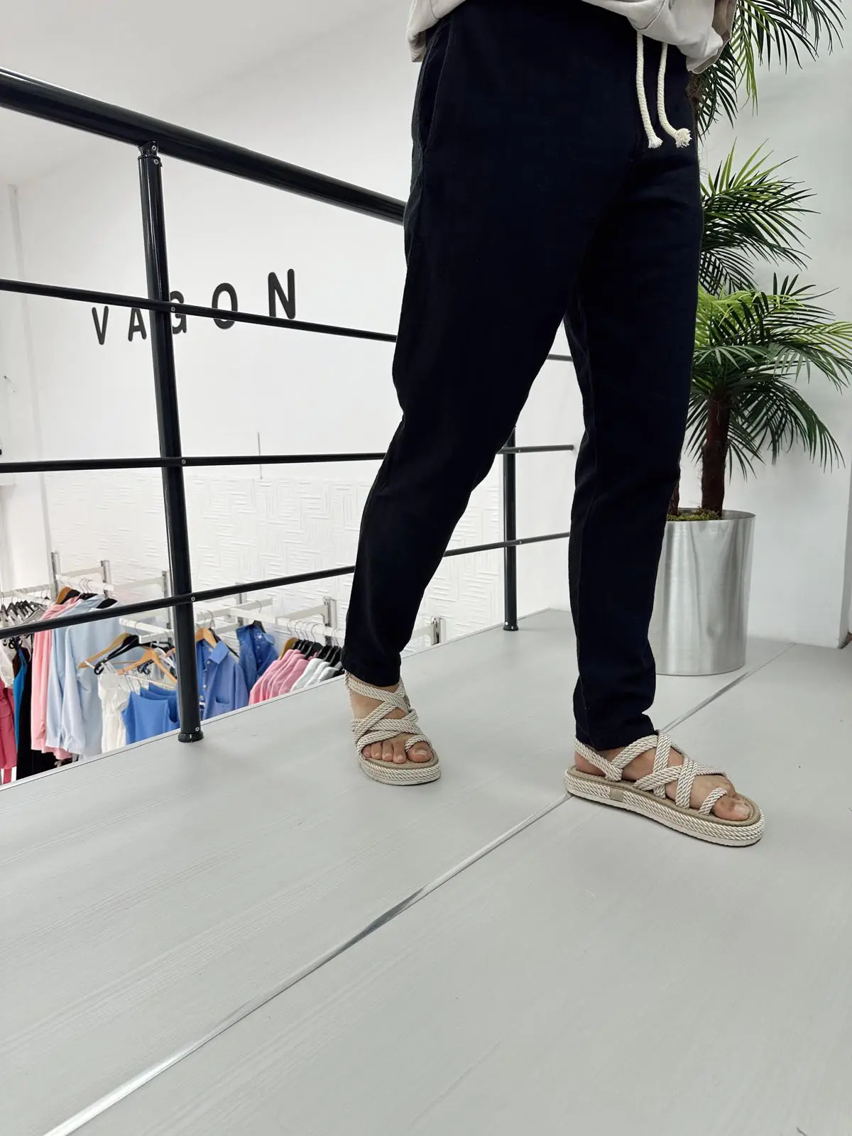 Hasır İpli Keten Pantolon