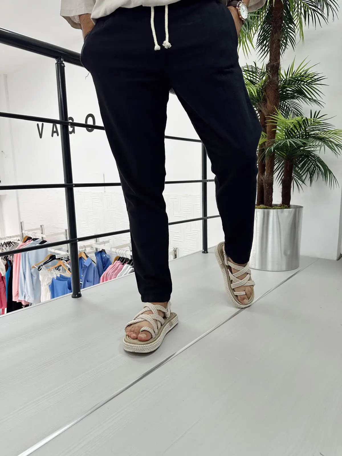 Hasır İpli Keten Pantolon