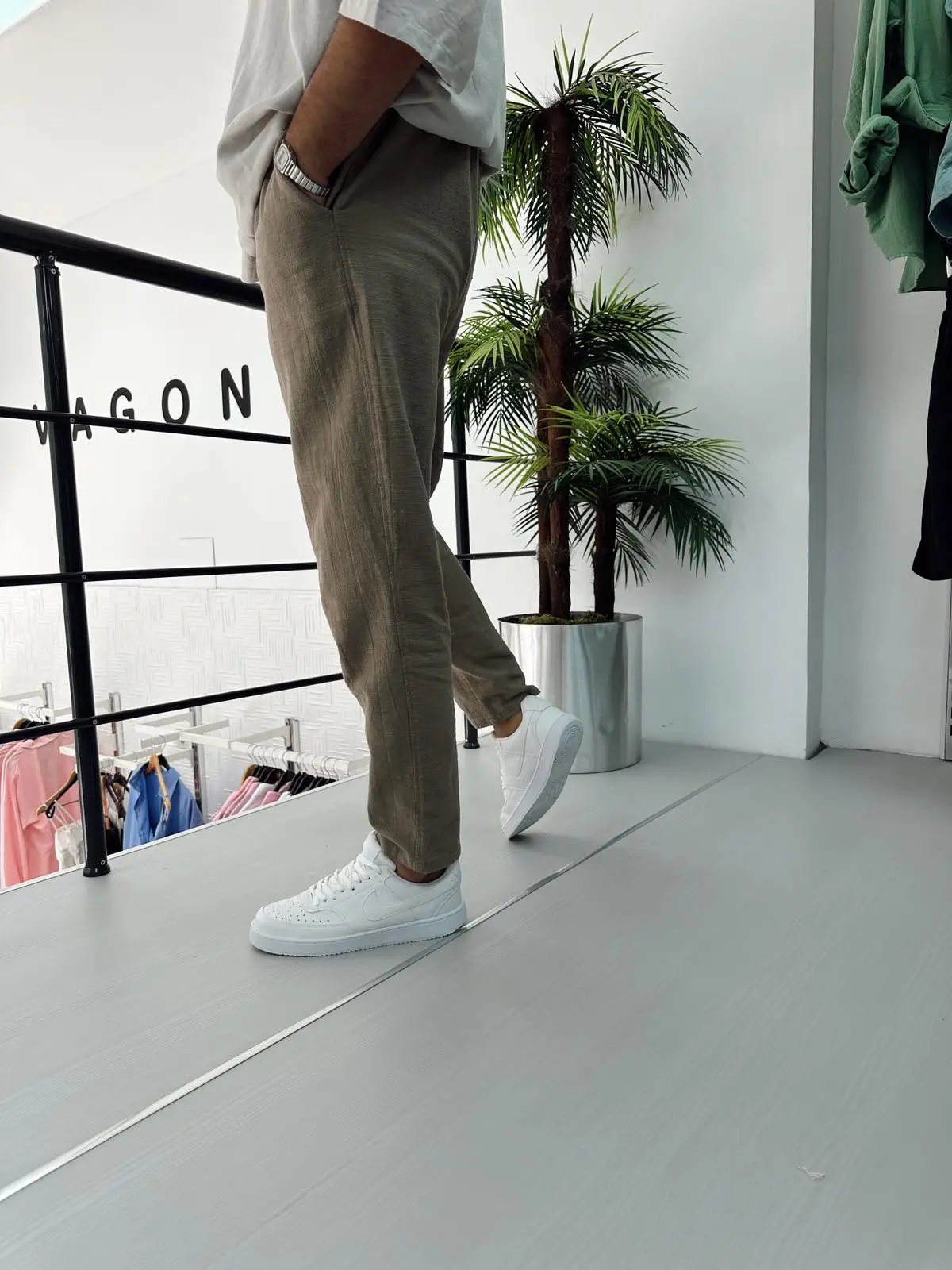 Bel Büzgülü Keten Pantolon