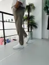 Bel Büzgülü Keten Pantolon