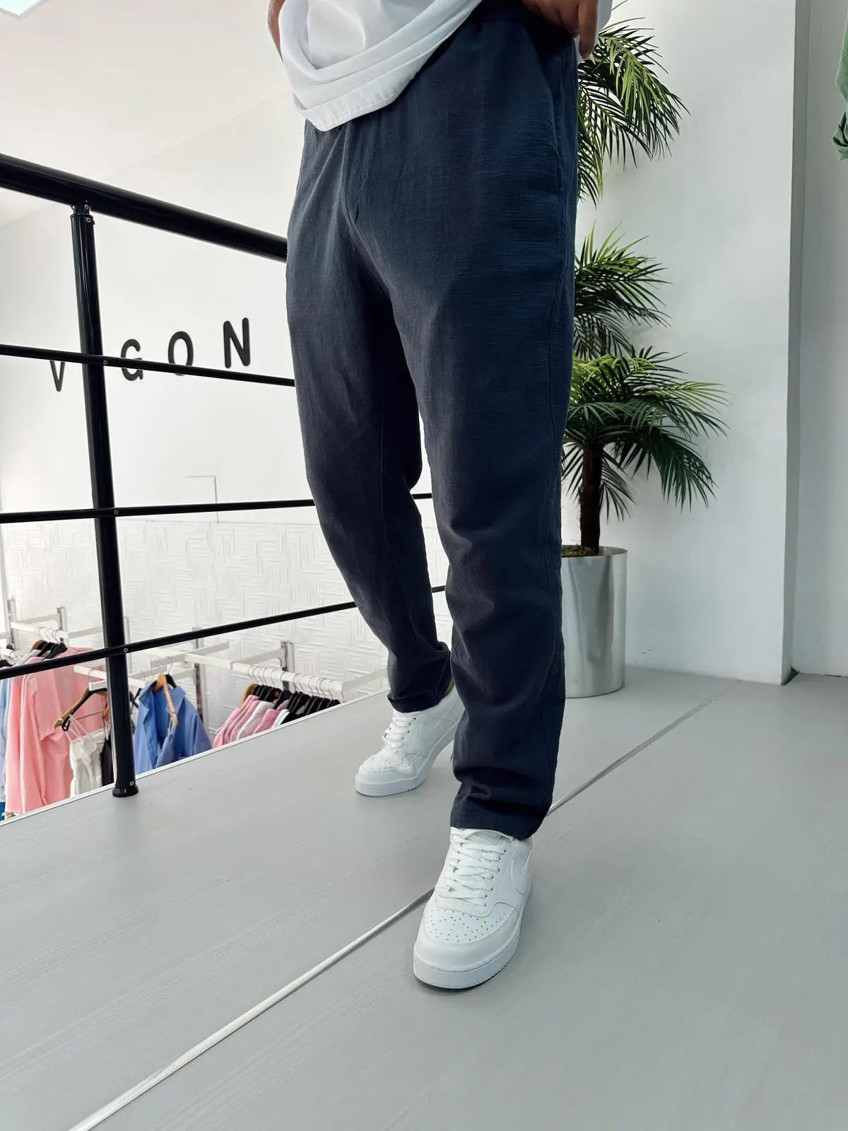 Bel Büzgülü Keten Pantolon