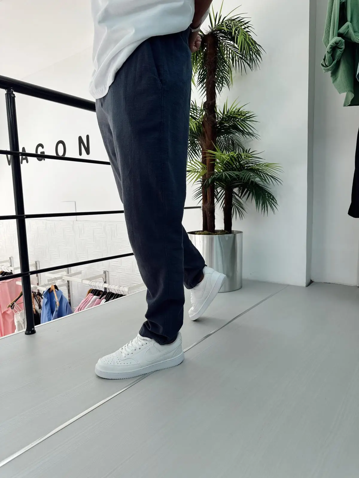 Bel Büzgülü Keten Pantolon