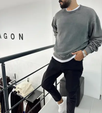 Crop Yıkamalı Sweat