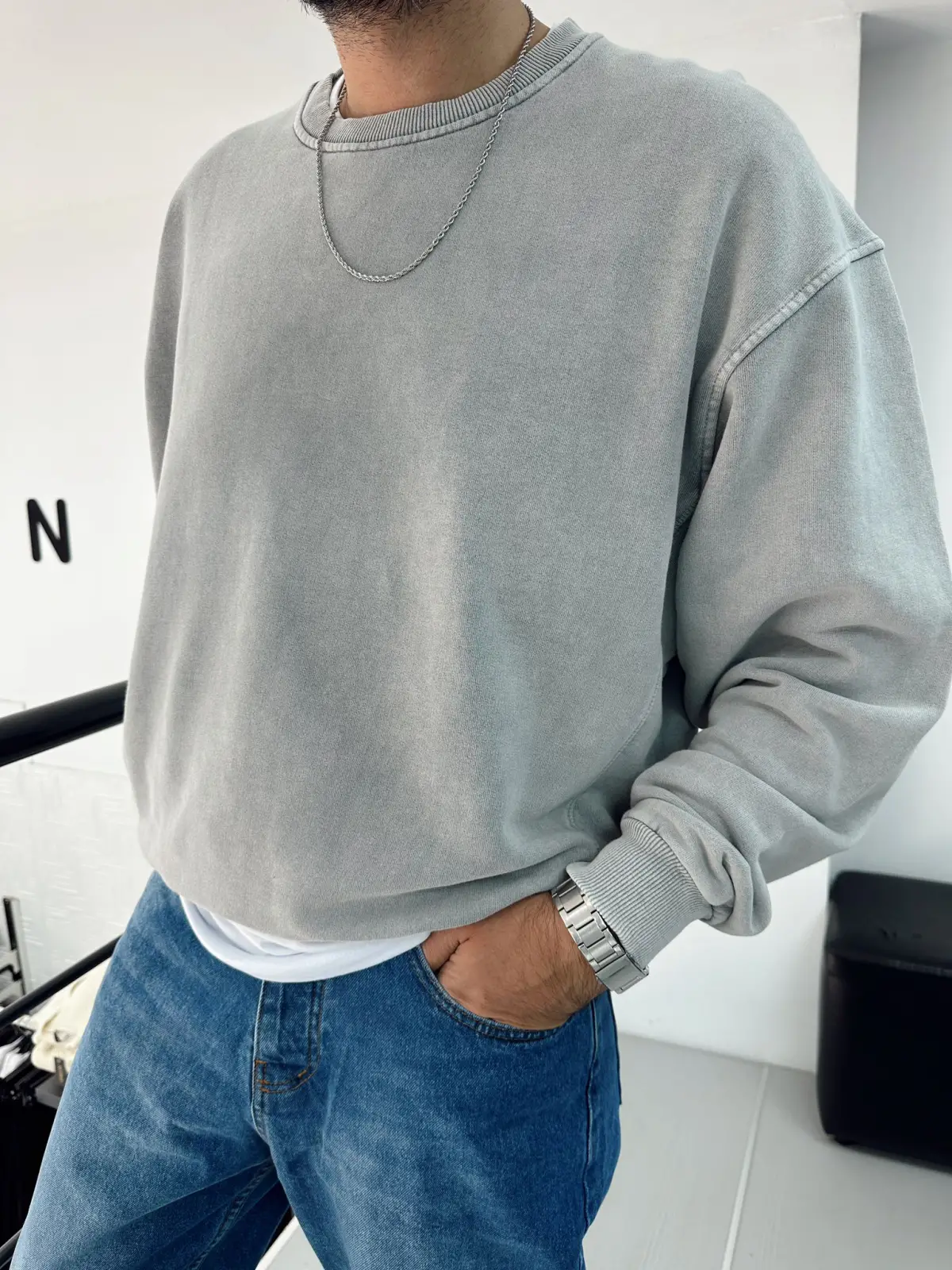 Yıkamalı Oversize Sweatshirt