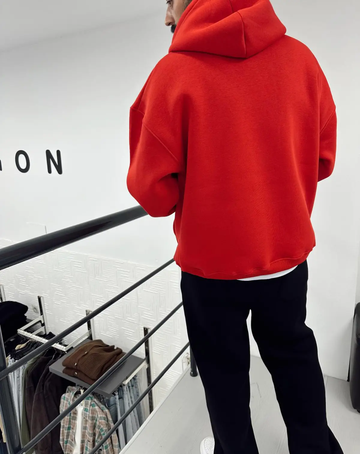 Şardonlu Oversize Kapşonlu Sweat