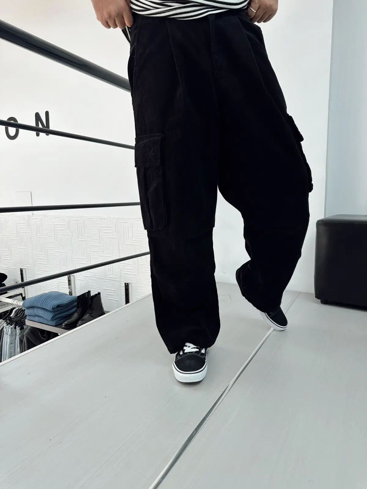 Kargo Cep Kadife Baggy Pantolon