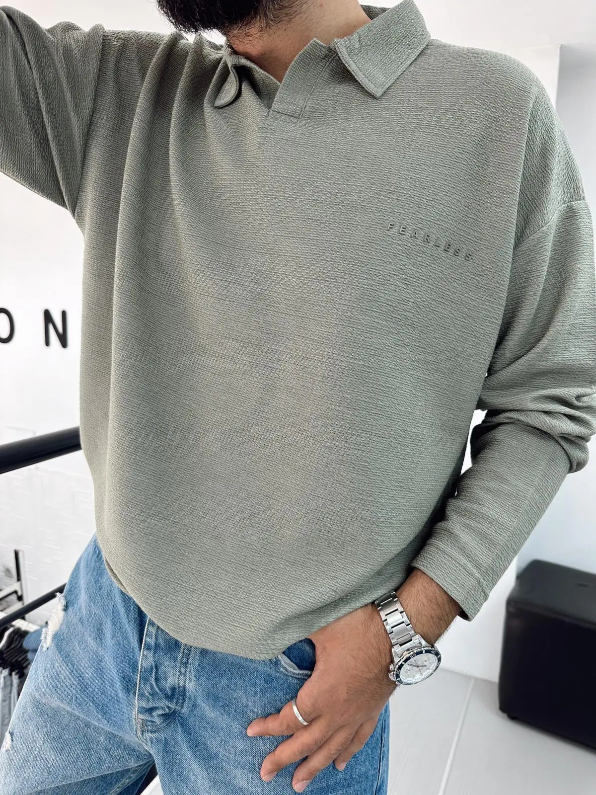 Yakalı Baskılı Sweat