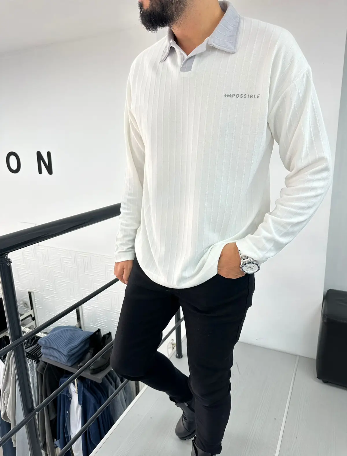 Yakalı Baskılı Sweat