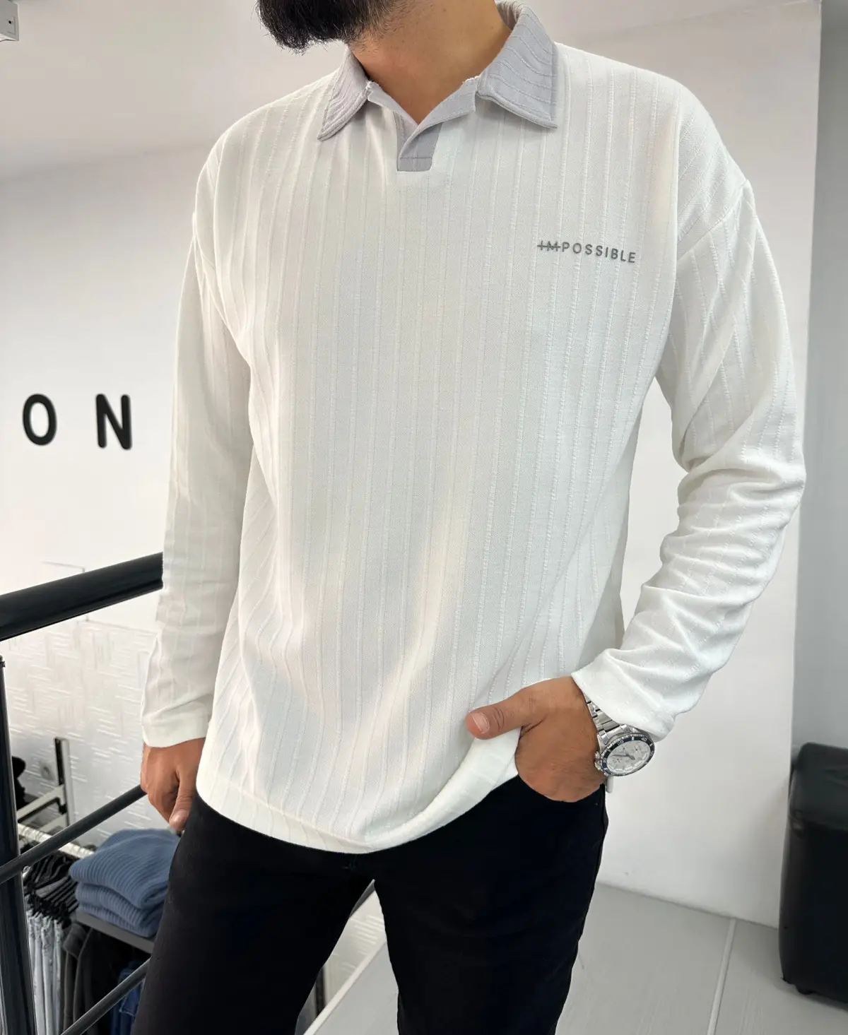 Yakalı Baskılı Sweat