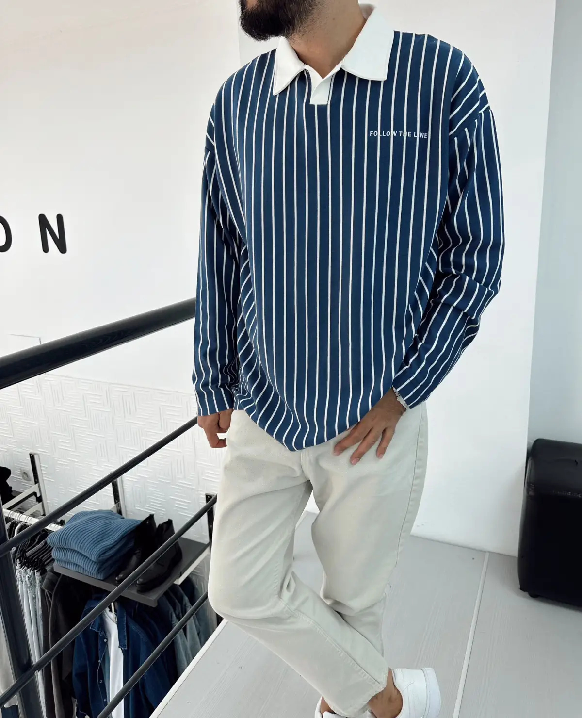 Yakalı Baskılı Sweat