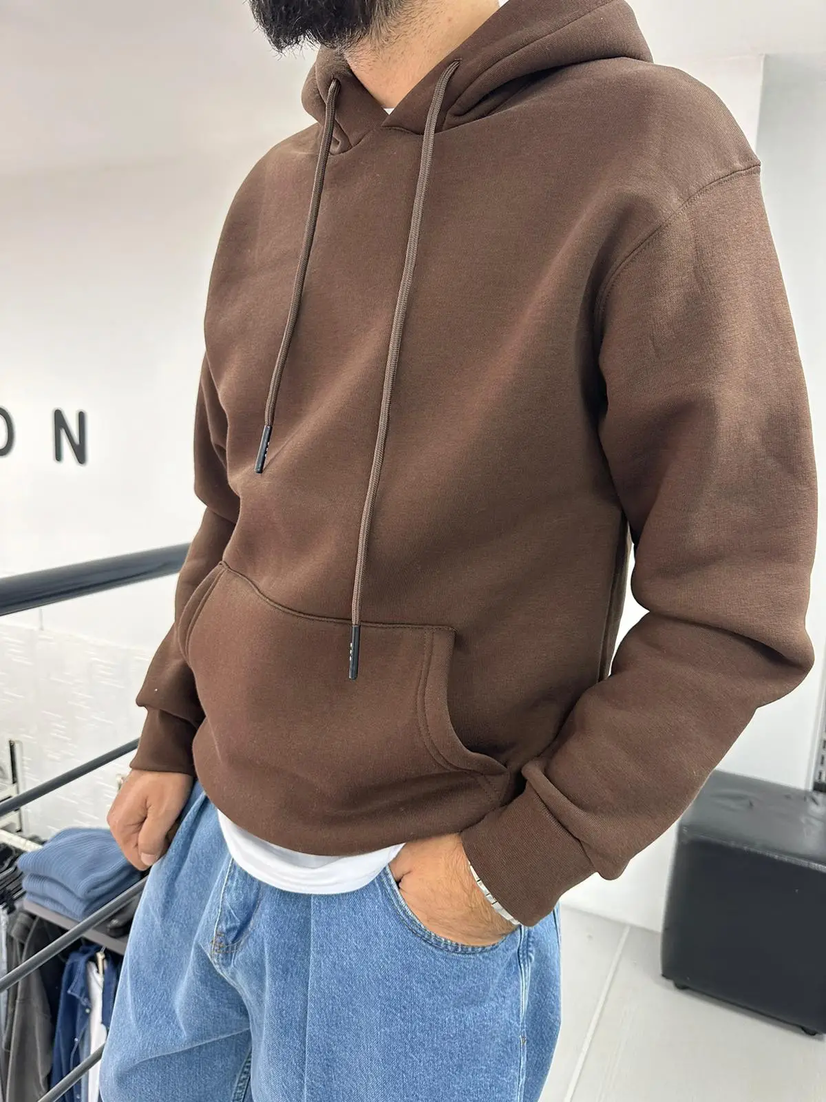 Kapşonlu Şardonlu Sweat