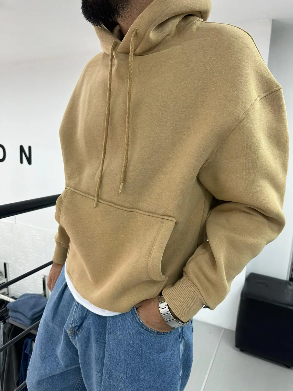 Kapşonlu Şardonlu Sweat