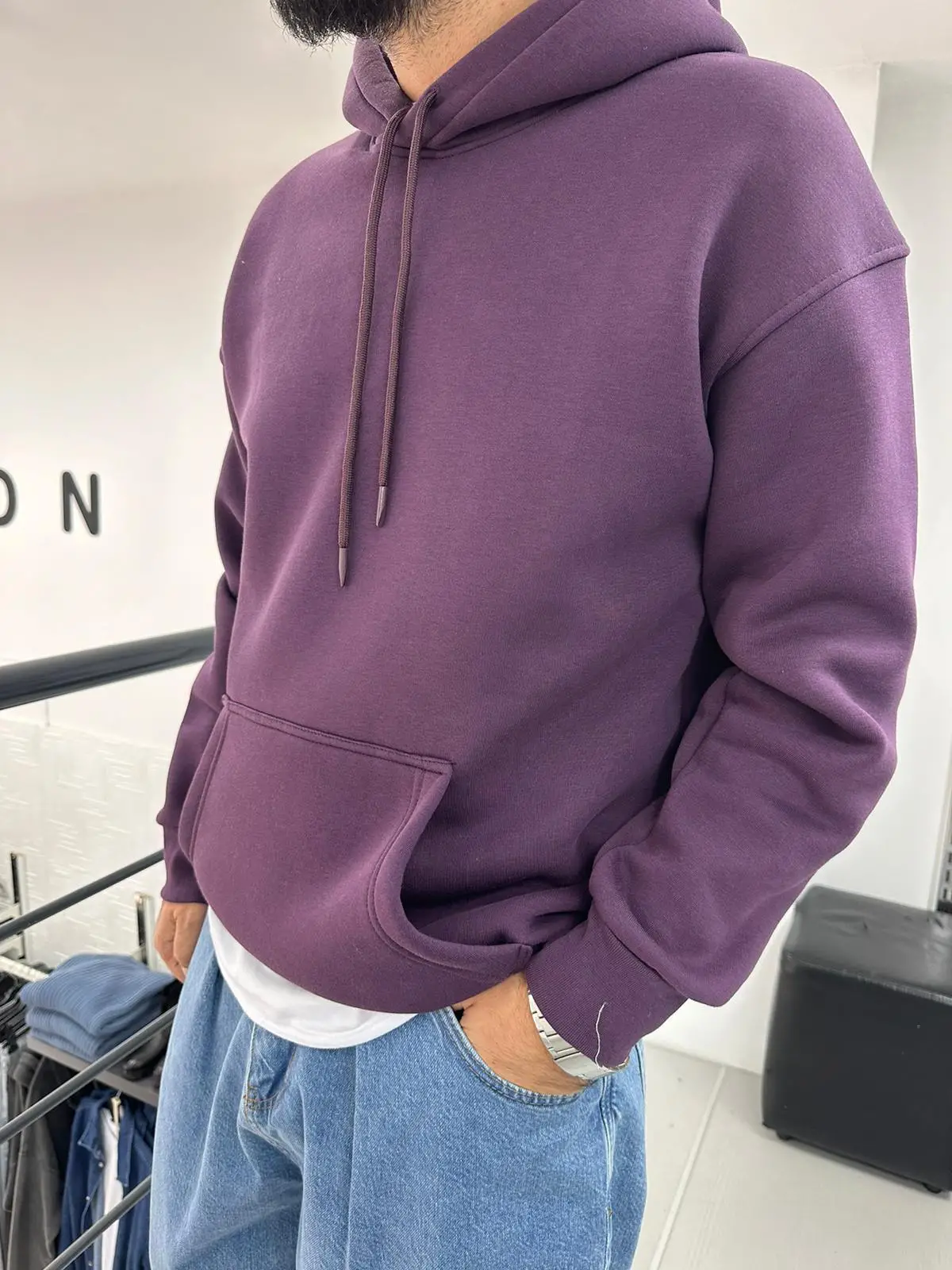 Kapşonlu Şardonlu Sweat