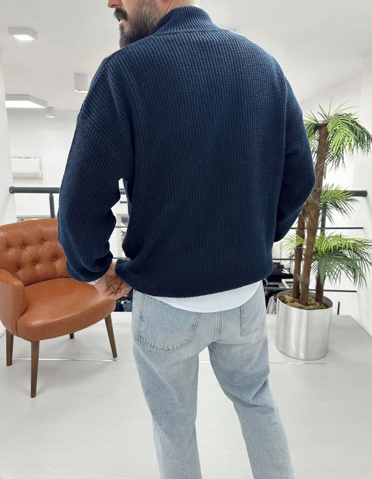 Yaka Fermuar Triko Kazak