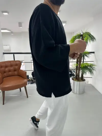 Fakir Kol Müslin Kumaş T-Shirt