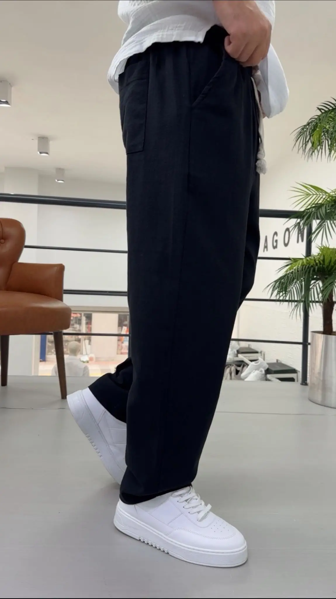 Havuç Kesim Keten Pantolon